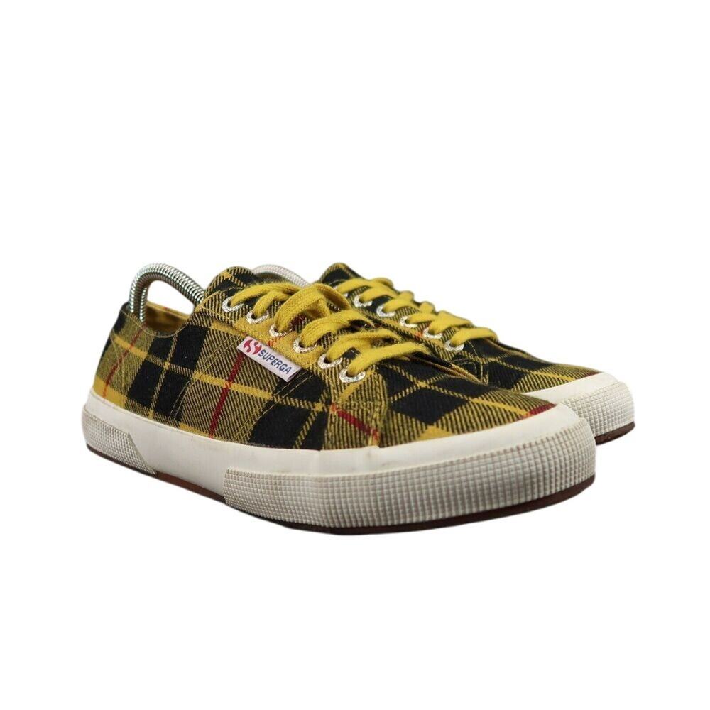 Superga Shoes Womens 9 Sneakers Tartan Yellow Plaid Casual Lifestyle Comfort Low